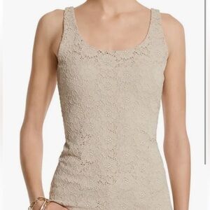 White House black Market All Over Lace Tank in Biscotti Size XL.